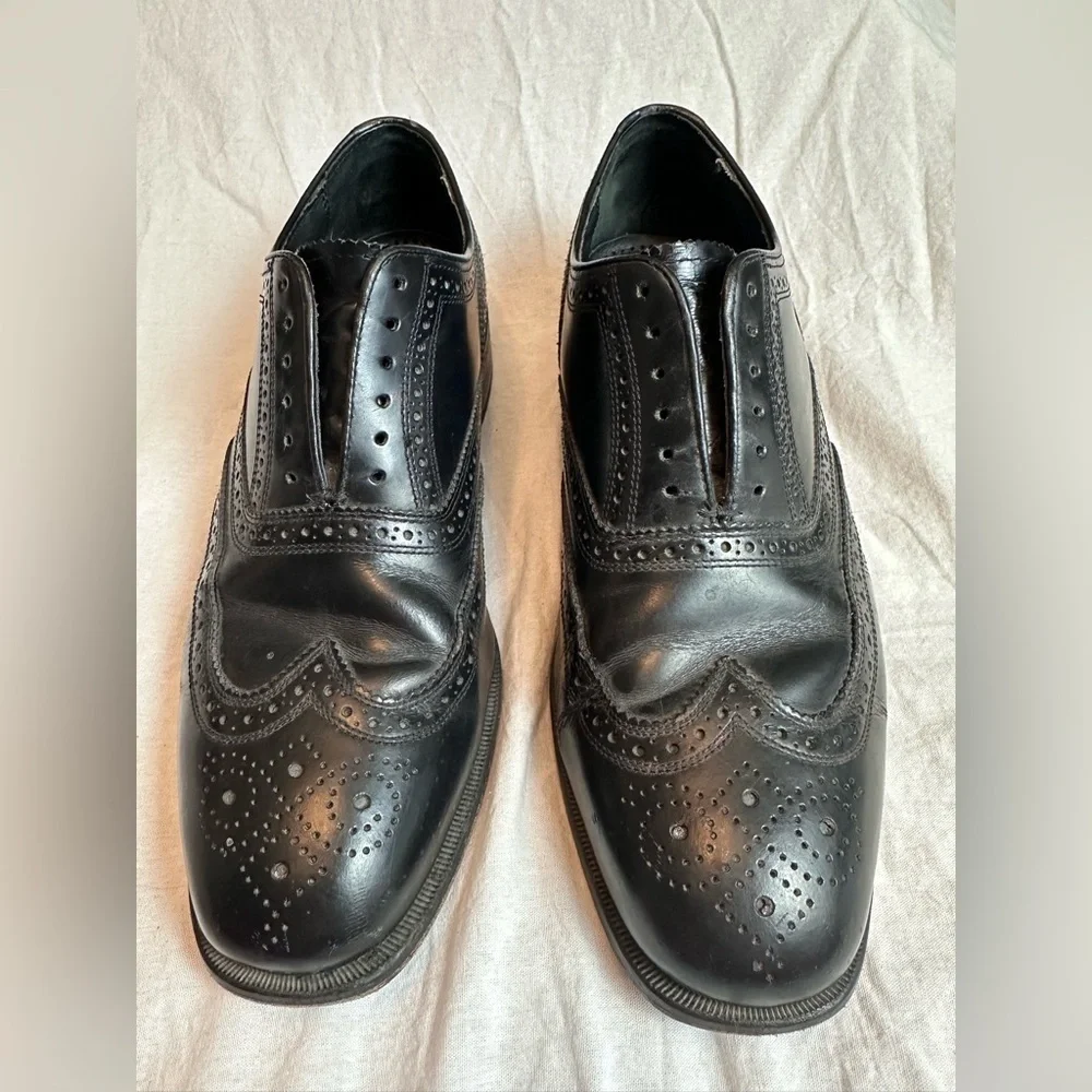 Florsheim FLS Mens 8.5 Wingtip Oxford Dress Shoes Lace Black Leather Full Brogue